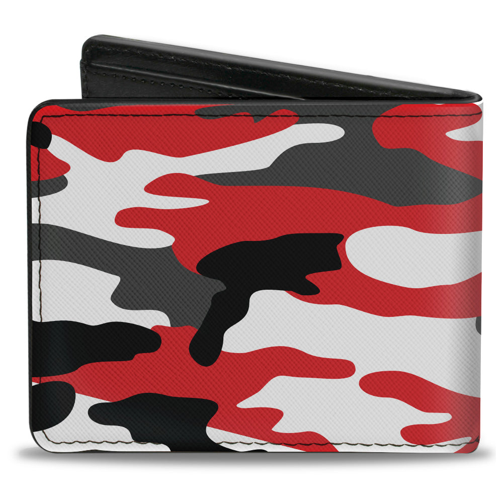 Bi-Fold Wallet - Camo Red Black Gray White