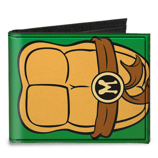 Canvas Bi-Fold Wallet - Classic TMNT Michaelangelo Turtle Shell Greens Browns