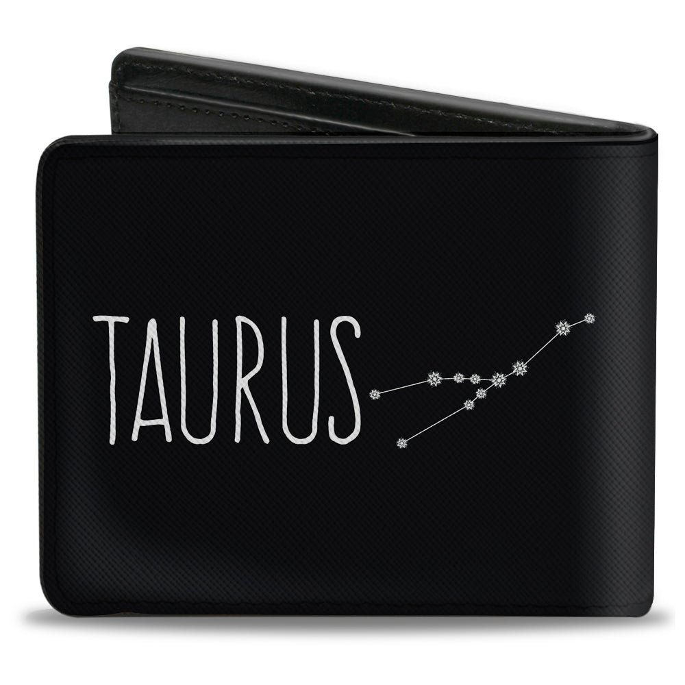 Bi-Fold Wallet - Zodiac TAURUS Constellation Black White