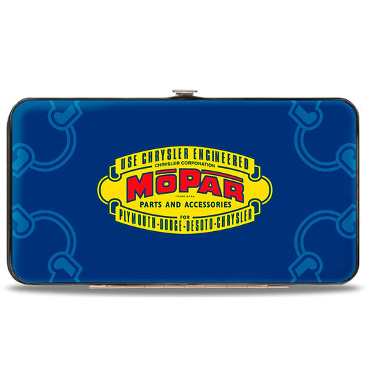 Hinged Wallet - MOPAR 1937-1947 Logo-USE CHRYSLER ENGINEERED MOPAR PARTS AND ACCESSORIES Blue Yellow Red