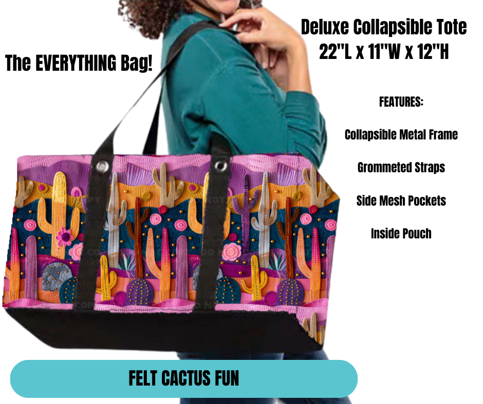 Preorder! Closes 11/18. ETA Feb. Felt Cactus Fun Collapsible Tote