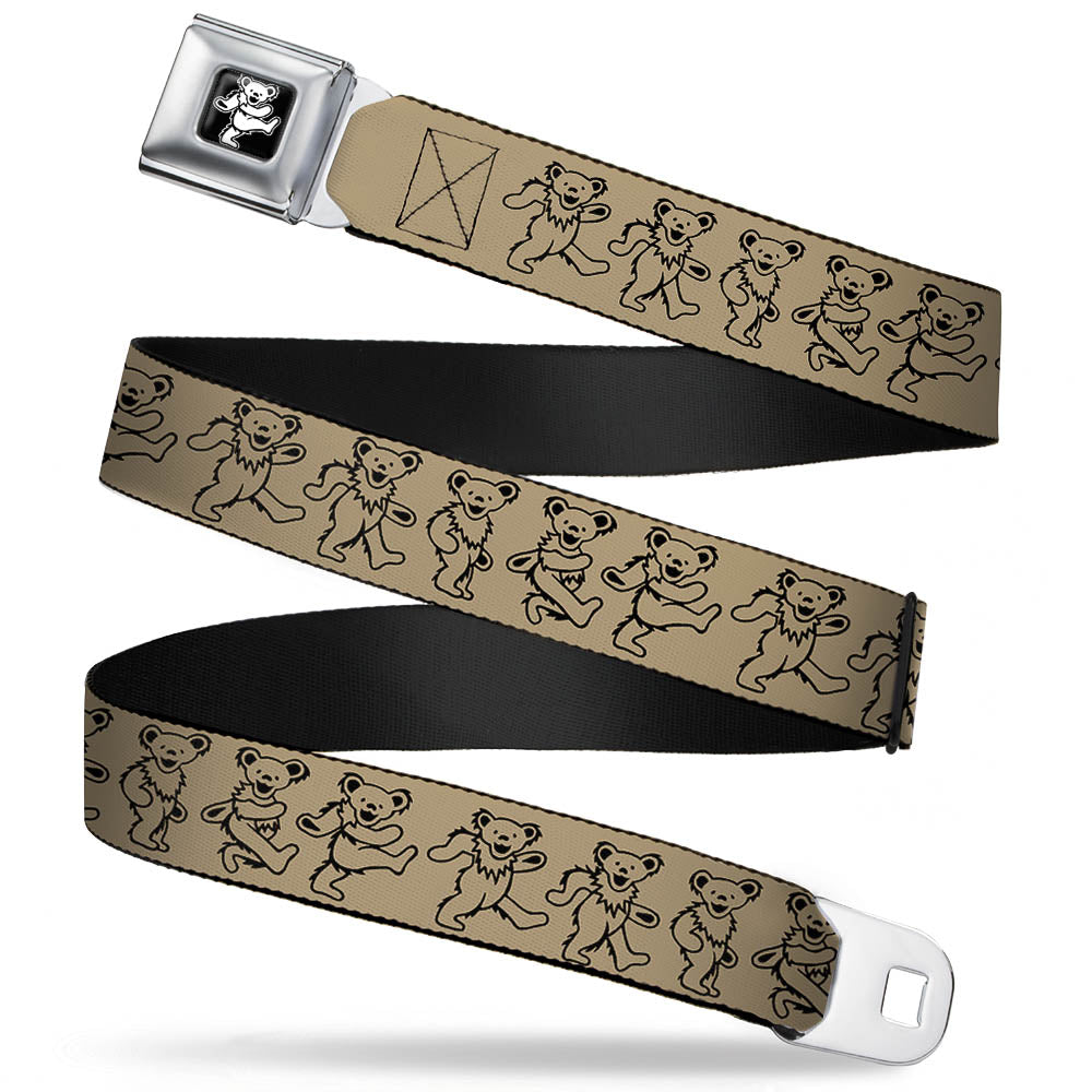 Grateful Dead Bear Seatbelt Belt - Dancing Bears Tan/Black Webbing