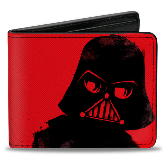 Bi-Fold Wallet - Star Wars Darth Vader Face + BRINGING ORDER TO THE GALAXY Text Red Black