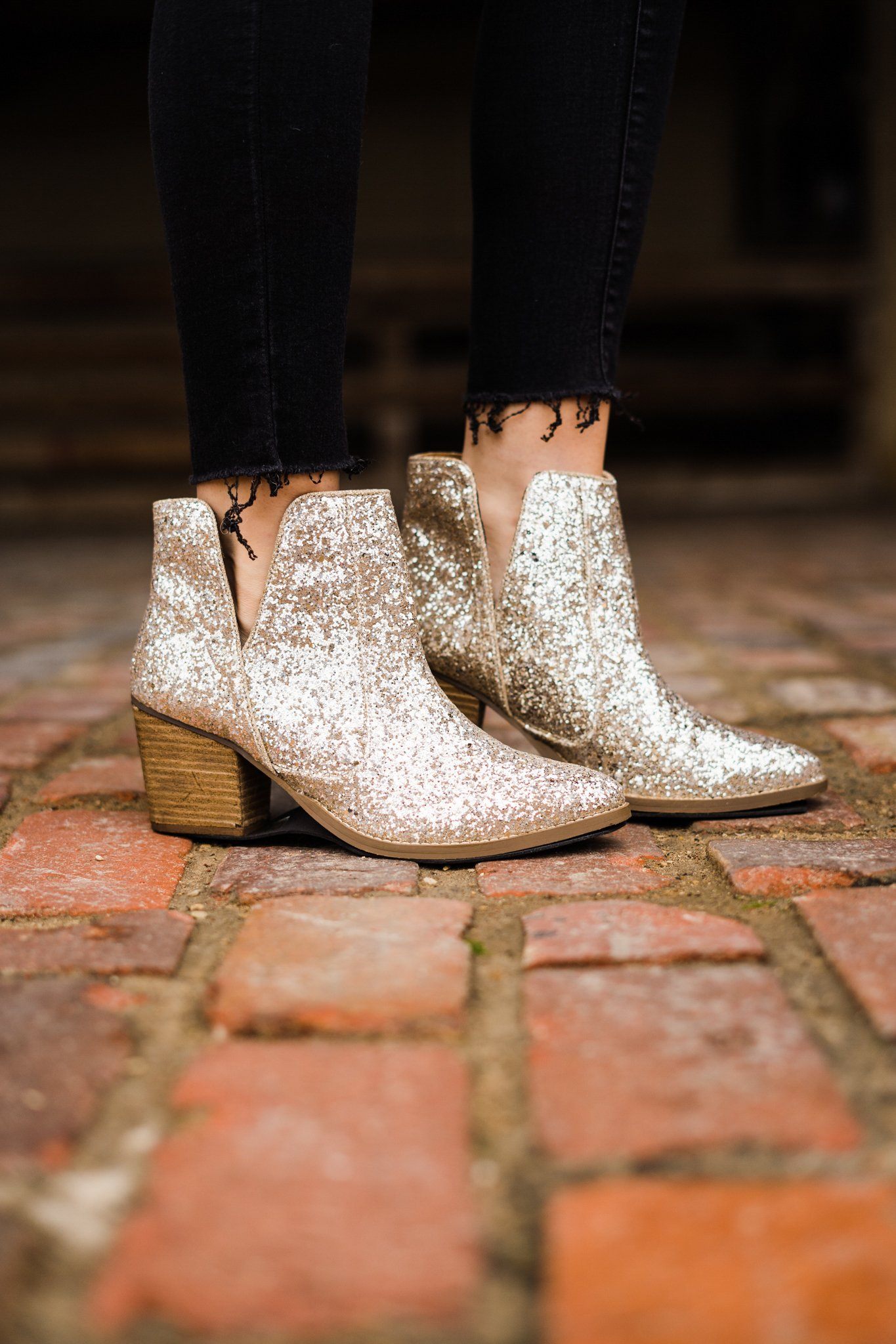 Fiera Glitter Booties in Gold