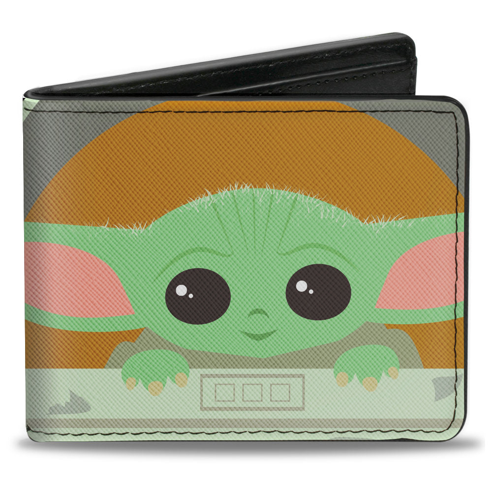 Bi-Fold Wallet - Star Wars The Child Chibi Pod Pose Stars Black White