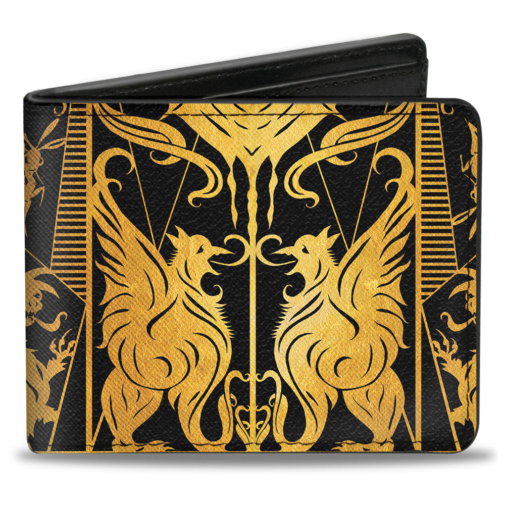 Bi-Fold Wallet - Fantastic Beasts The Crimes of Grindelwald Obscurus Book Binding CLOSE-UP Black Golds