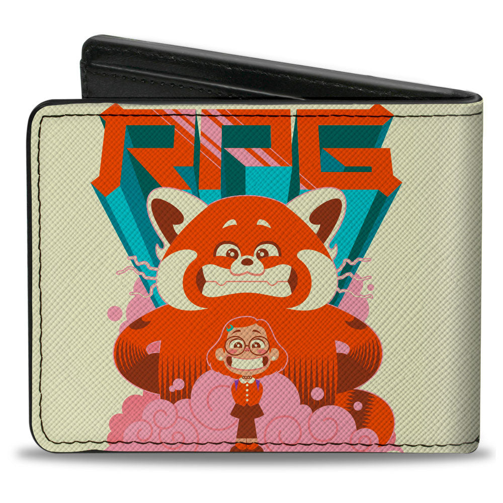 Bi-Fold Wallet - Turning Red Mei Lee and Red Panda Mei RPG Pose Cream Blues Orange Pink