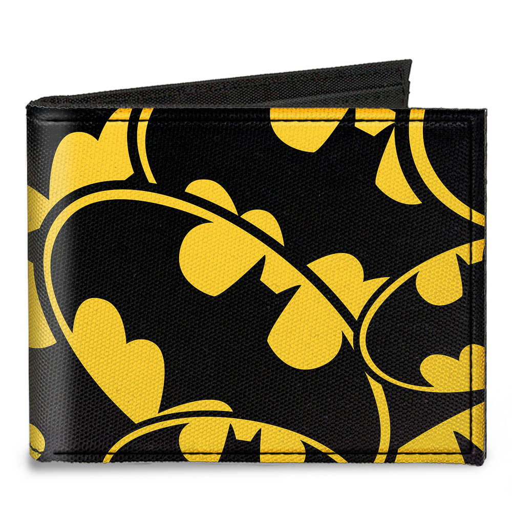 Canvas Bi-Fold Wallet - Bat Signals Stacked Yellow Black