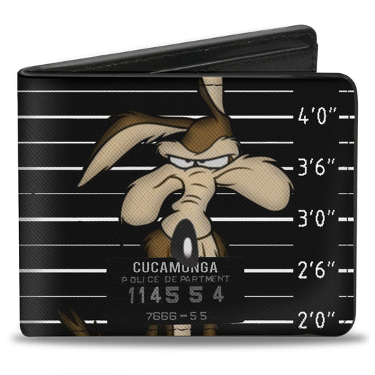 Bi-Fold Wallet - Wile E Coyote CUCAMONGA Mug Shot Black Gray White