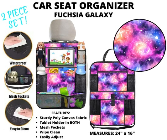 Preorder! Closes 1/2. ETA March. Fuchsia Galaxy Car Seat Organizer 2 Piece Set