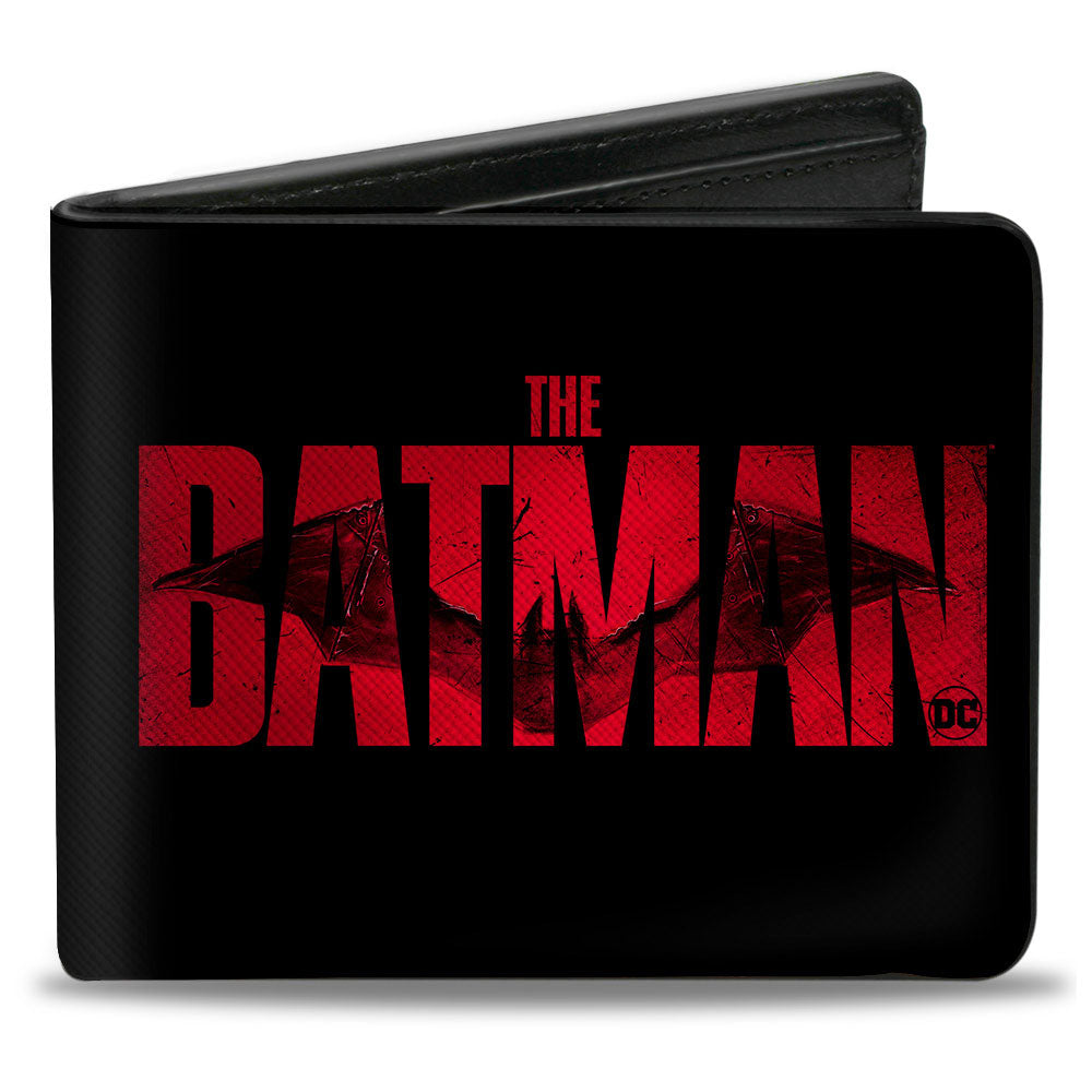 Bi-Fold Wallet - THE BATMAN Movie Bat Title Weathered Black Red