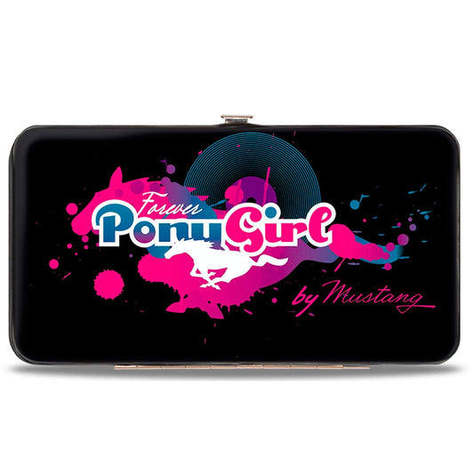 Hinged Wallet - FOREVER PONY GIRL Mustang Silhouette Black Blues Pinks