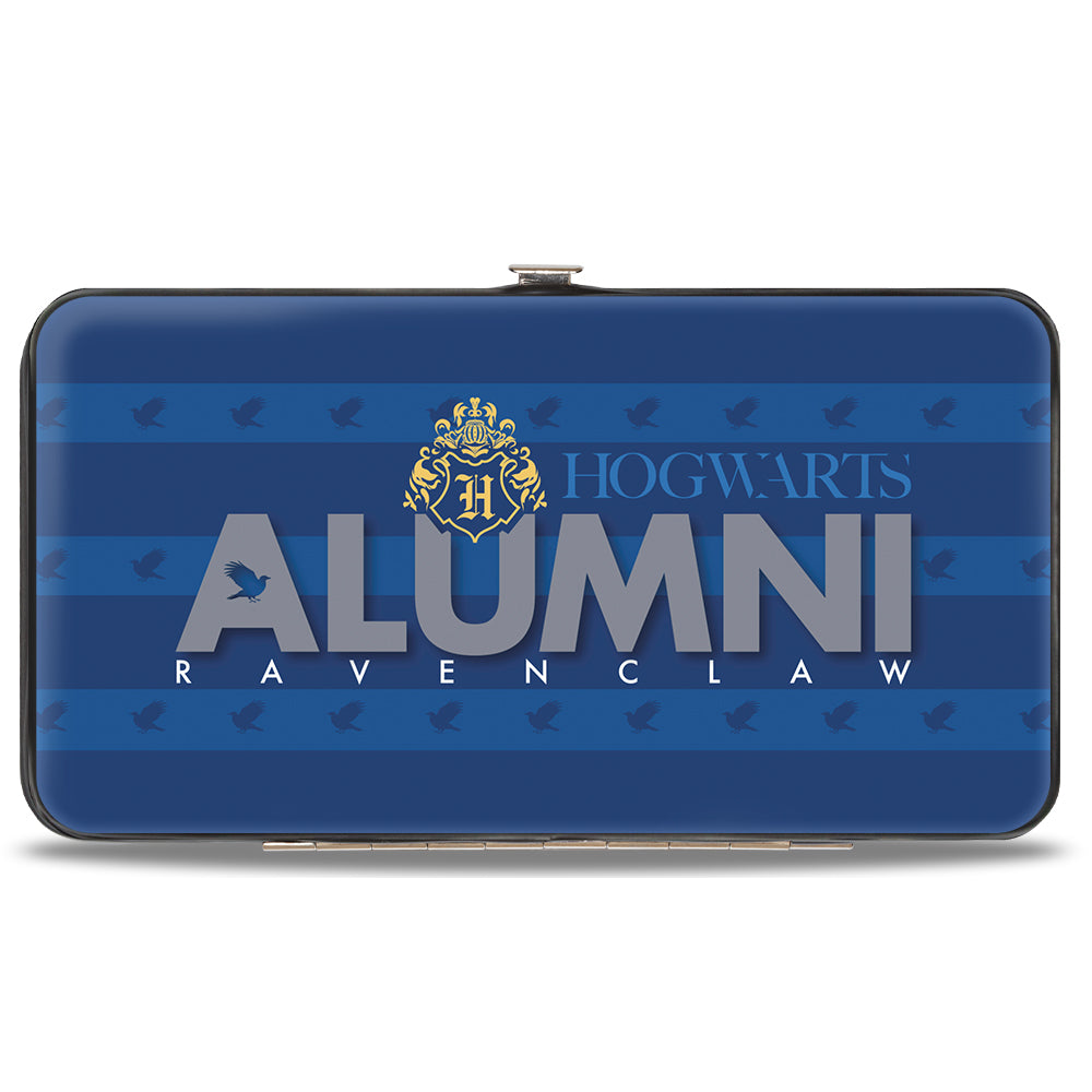 Hinged Wallet - HOGWARTS ALUMNI RAVENCLAW + Initial Monogram Eagle Icon Stripe Blues Gold Gray White