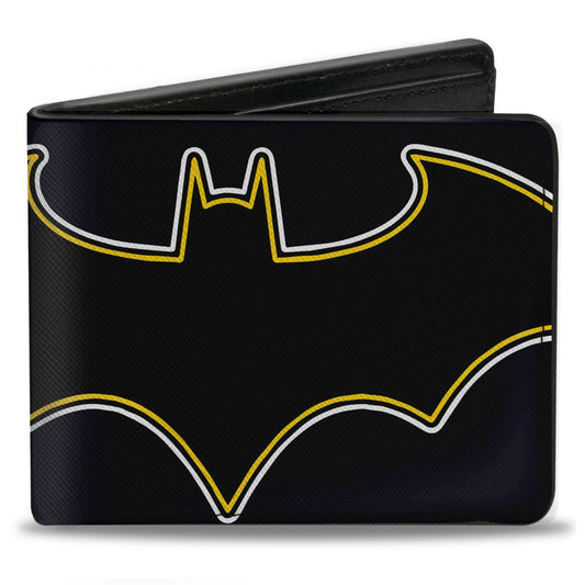 Bi-Fold Wallet - BATMAN Bat Logo Close-Up Black White Yellow