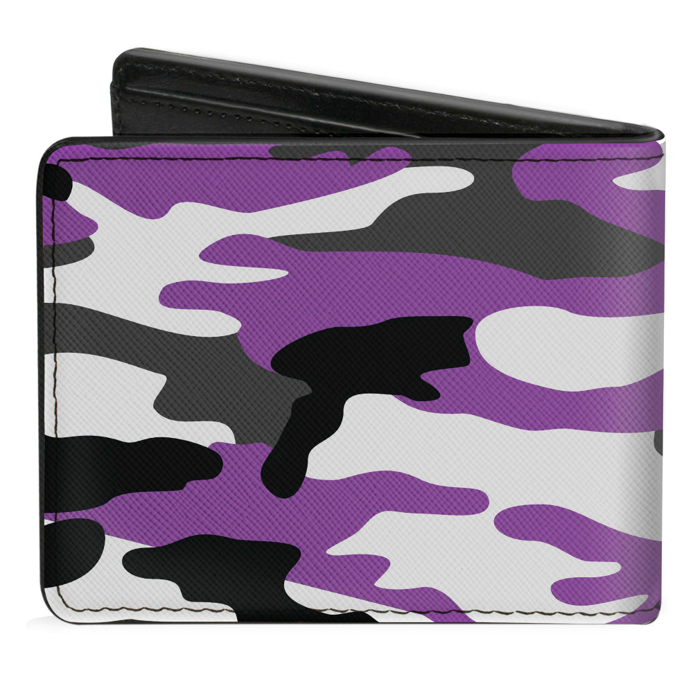 Bi-Fold Wallet - Camo Purple Black Gray White