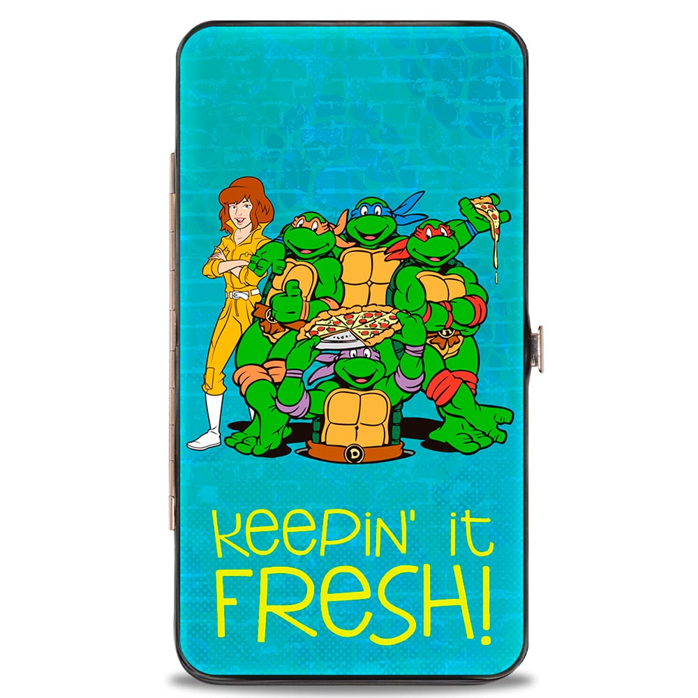 Hinged Wallet - Classic Teenage Mutant Ninja Turtles April & Group KEEPIN' IT FRESH + Logo Blues