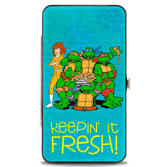 Hinged Wallet - Classic Teenage Mutant Ninja Turtles April & Group KEEPIN' IT FRESH + Logo Blues