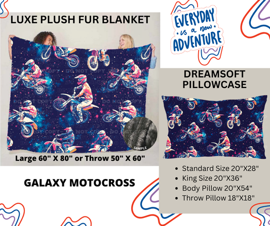 Preorder! Closes 12/26. ETA March. Galaxy Motocross Luxe Plush Fur Blanket and/or DreamSoft Pillowcase