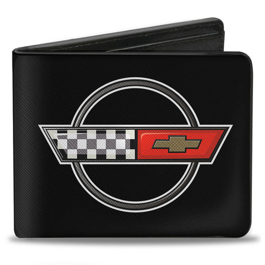 Bi-Fold Wallet - Corvette C4 Checker Bowtie Logo Black