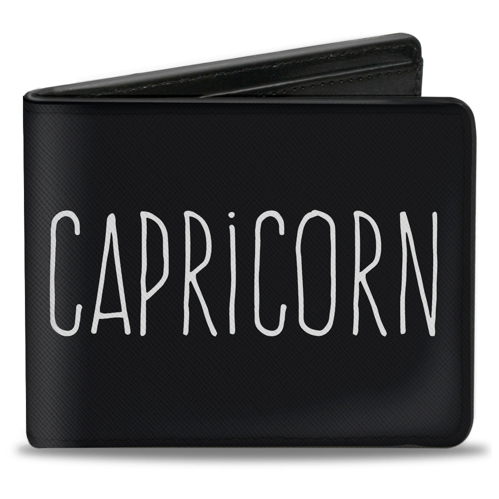 Bi-Fold Wallet - Zodiac CAPRICORN Symbol Black White