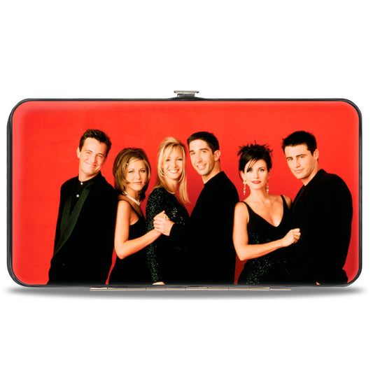 Hinged Wallet - Friends Season 2 6-Character Vivid Group Pose Red + FRIENDS THE TELEVISION SERIES Logo Black White Multi Color