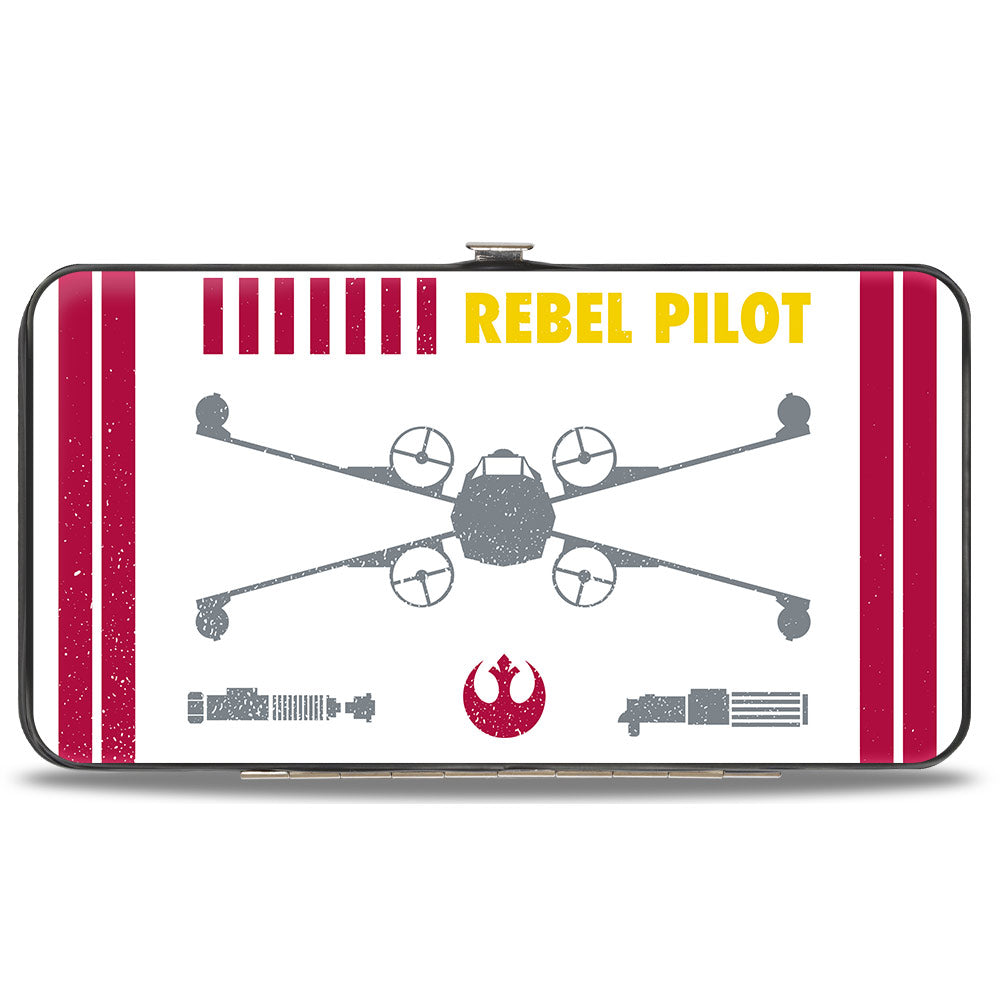 Hinged Wallet - Star Wars REBEL PILOT X-Wing Fighter + Rebel Alliance Insignia White Red Yellow Gray