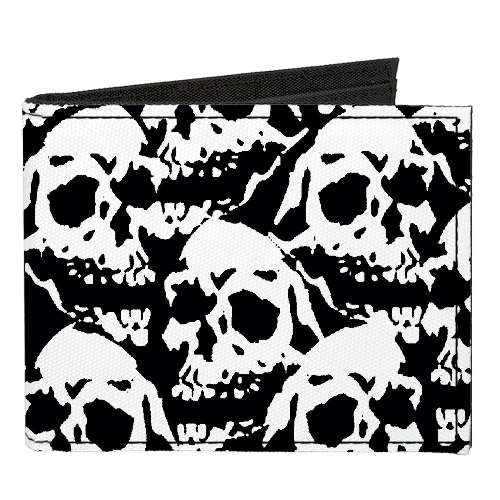 Canvas Bi-Fold Wallet - Skull Yard Black White