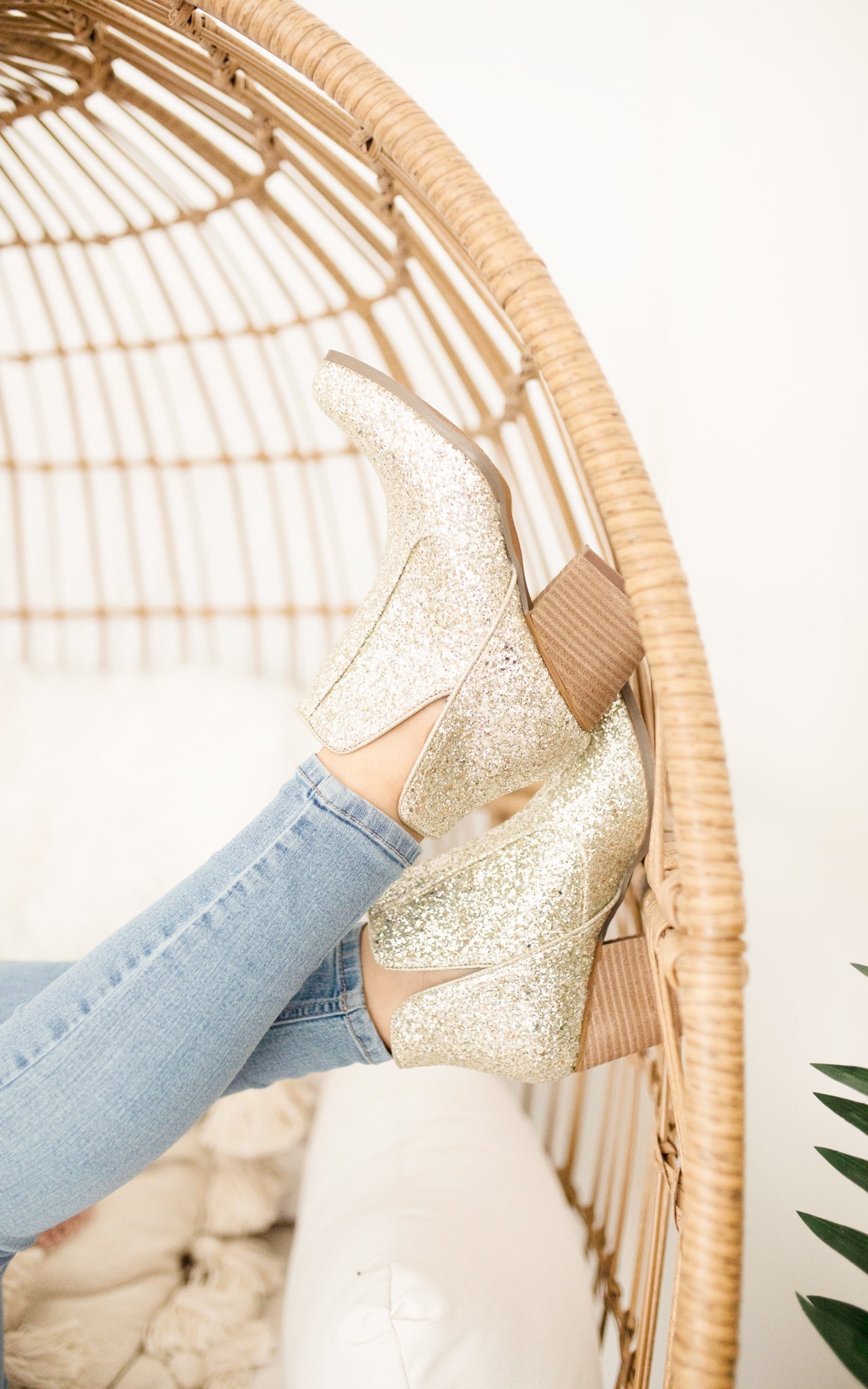 Fiera Glitter Booties in Gold