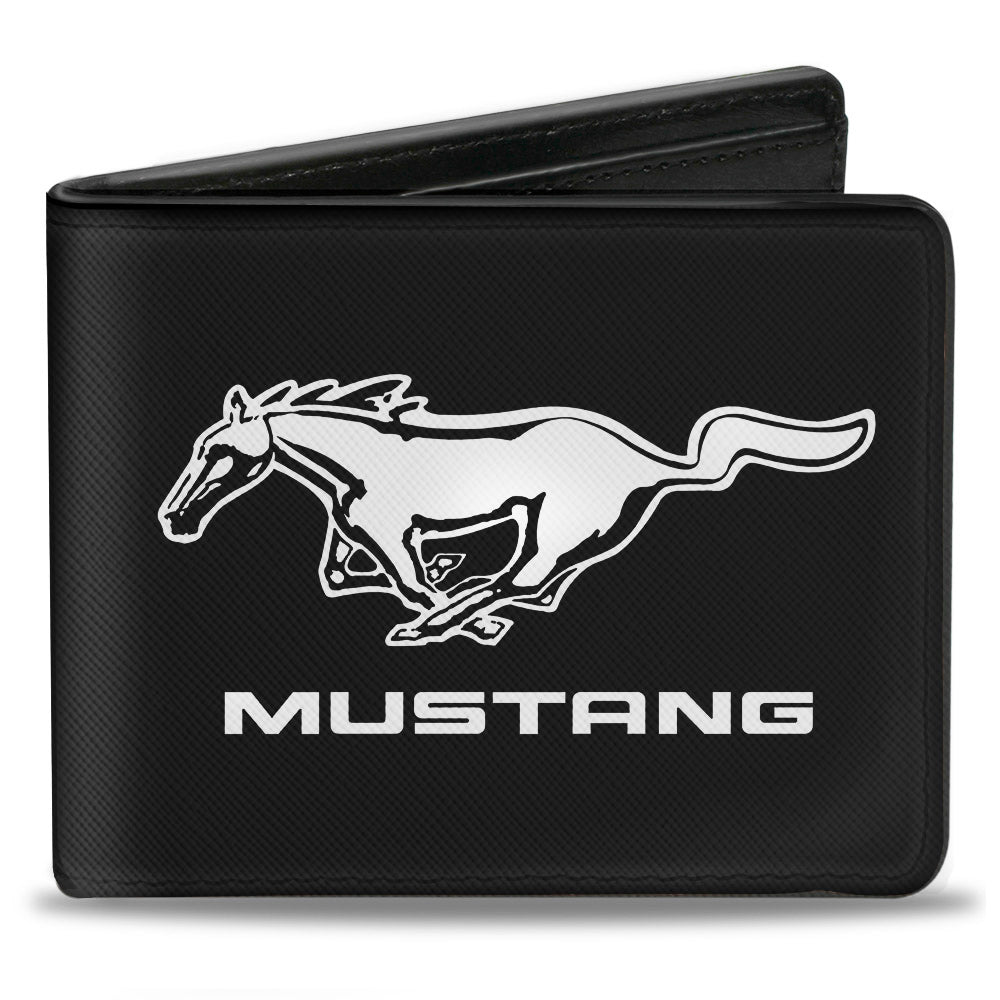 Bi-Fold Wallet - Mustang TEXT Black White Logo CENTERED