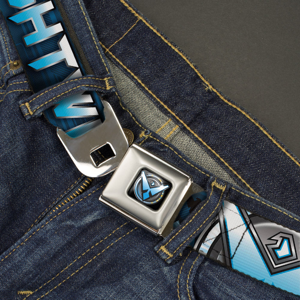 Nightwing Logo2 Full Color Black Blues Yellow Seatbelt Belt - NIGHTWING Poses/Logo Black/Blues Webbing