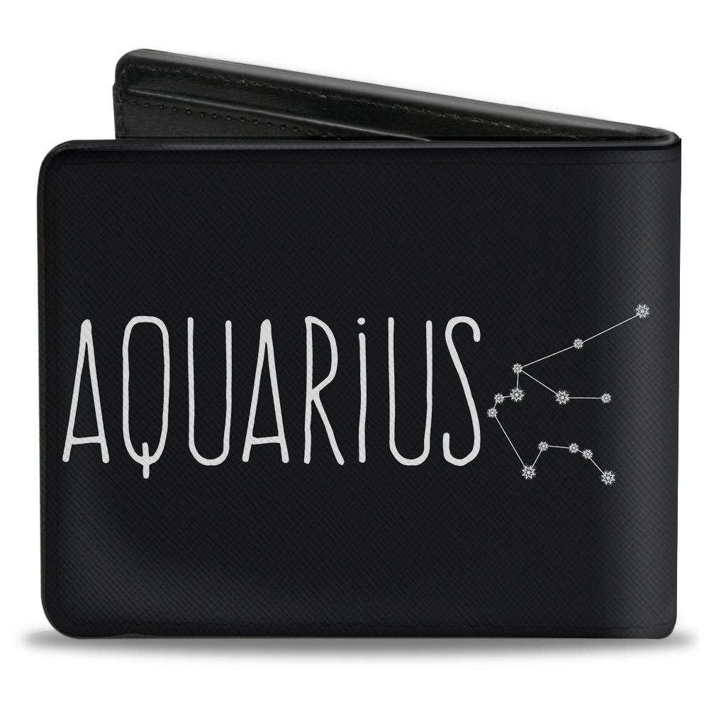 Bi-Fold Wallet - Zodiac AQUARIUS Constellation Black White