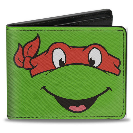 Bi-Fold Wallet - Classic TMNT Raphael Face CLOSE-UP Green Red