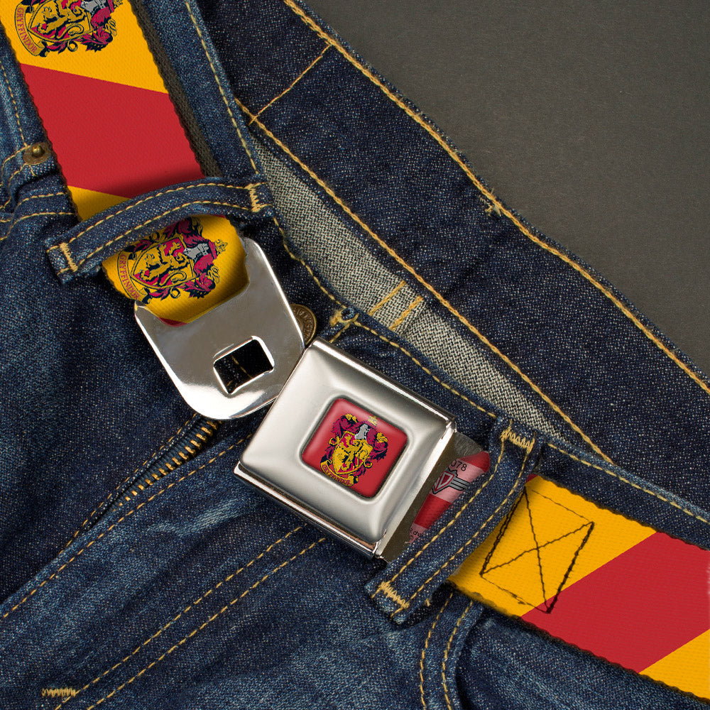 GRYFFINDOR Crest Full Color Red Seatbelt Belt - GRYFFINDOR Crest Diagonal Stripe Gold/Red Webbing