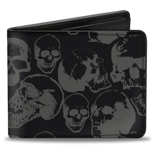 Bi-Fold Wallet - Skull Pile Black Gray