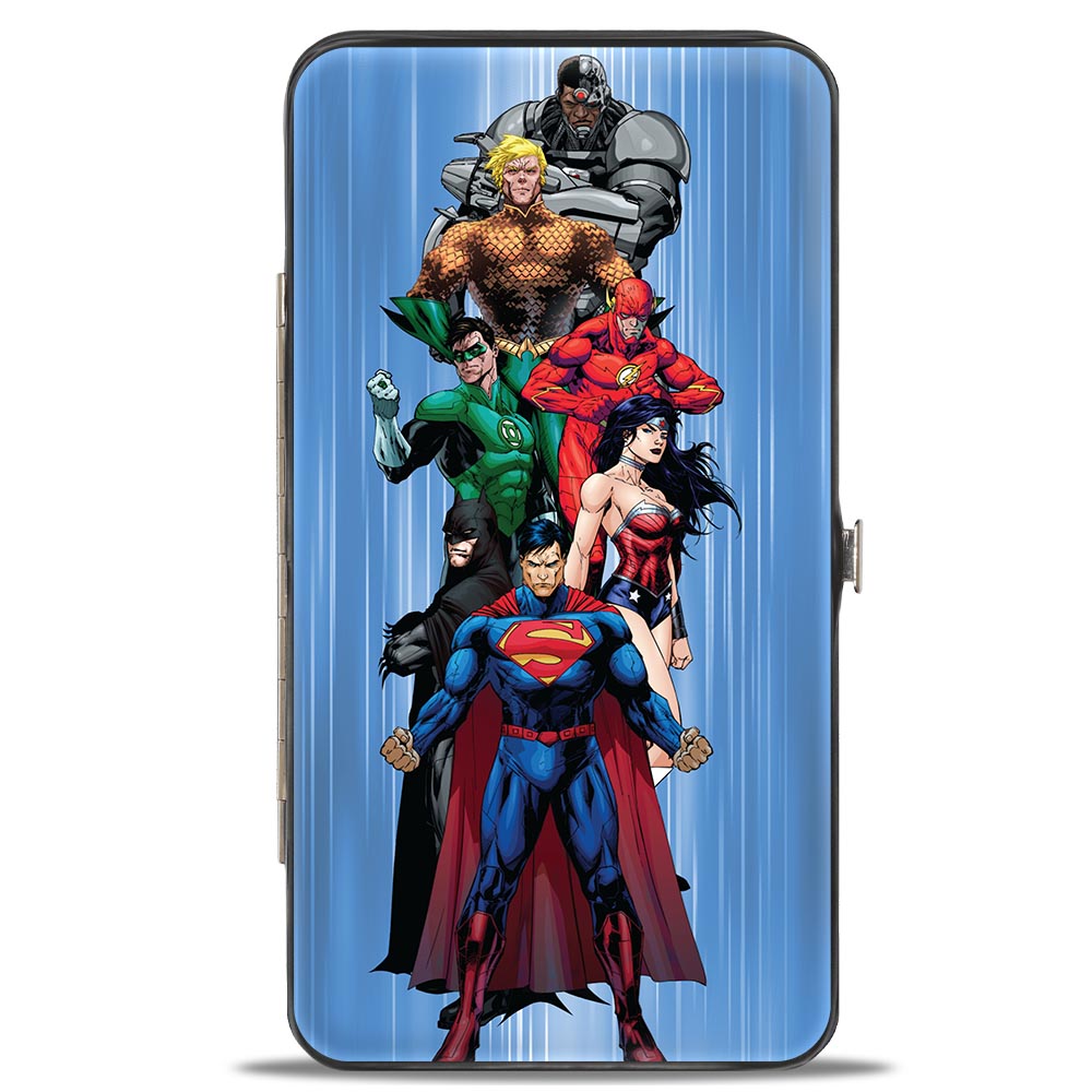 Hinged Wallet - The New 52 Justice League 7-Superhero Group Pose Streak Blues