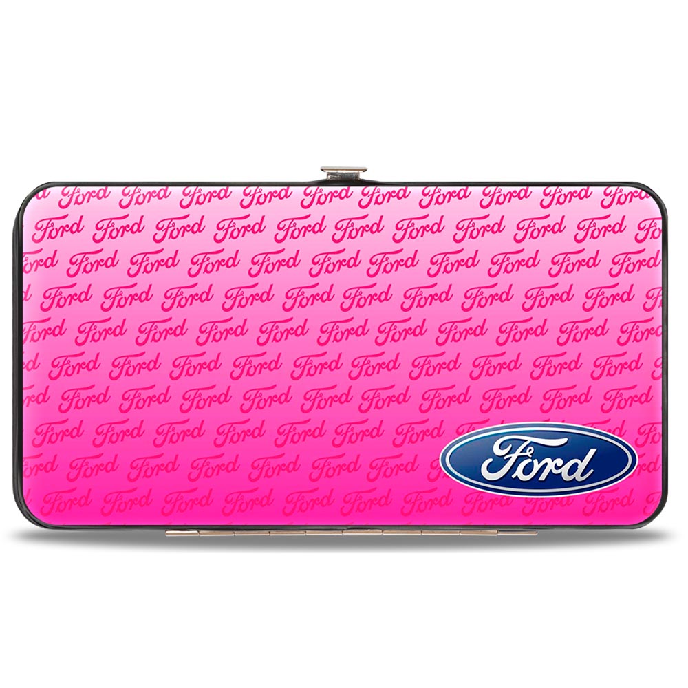 Hinged Wallet - Ford Oval CORNER w Text PINK