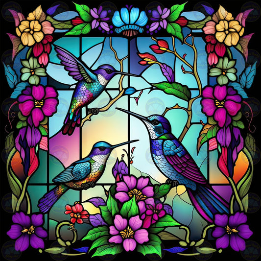 Hummingbirds Stain Glass