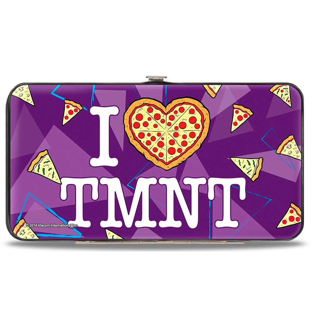 Hinged Wallet - Classic Teenage Mutant Ninja Turtles Faces + I "PIZZA-HEART" TMNT Purple Triangles Pizza