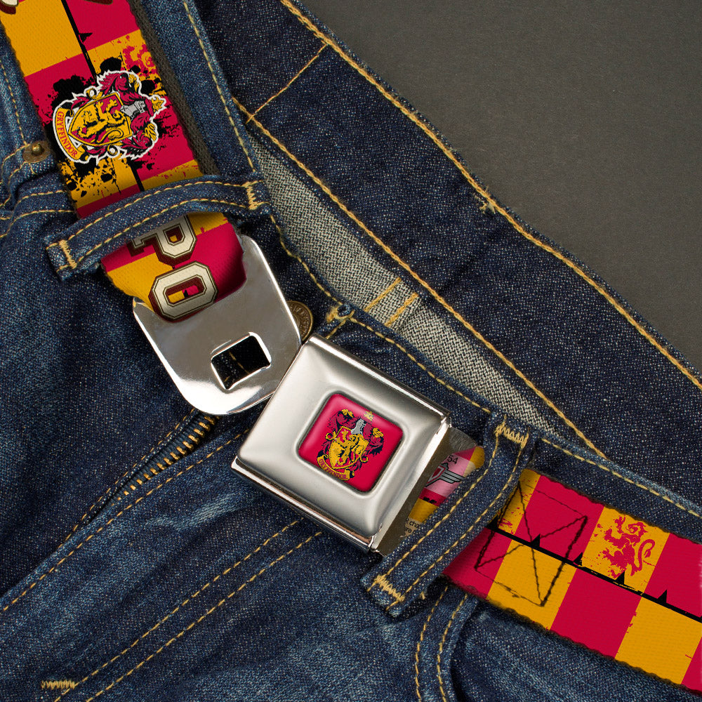 Gryffindor Crest Full Color Red Seatbelt Belt - Gryffindor Crest POTTER 07 Checker Gold/Red Webbing