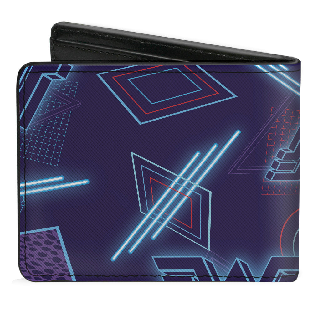 Bi-Fold Wallet - Wonder Woman 1984 Logo 80's Neon Blues Purples Reds