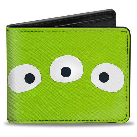 Bi-Fold Wallet - Toy Story Alien Eyes + SPACE ALIENS! Green White Blue