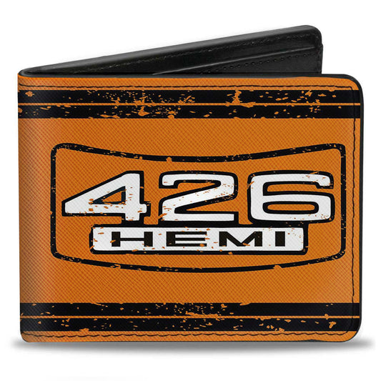 Bi-Fold Wallet - 426 HEMI Badge Weathered Orange Black White