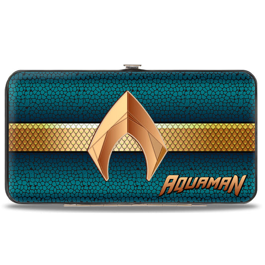 Hinged Wallet - AQUAMAN Icon Scales Stripe Blues Golds