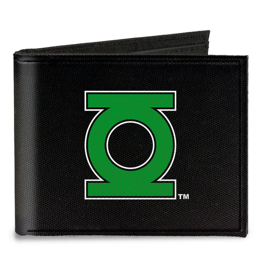 Canvas Bi-Fold Wallet - Green Lantern Logo CLOSE-UP Black Green