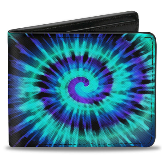 Bi-Fold Wallet - Tie Dye Spiral Blues Purples