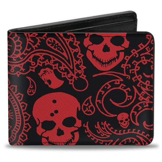 Bi-Fold Wallet - Bandana Skulls Black Red