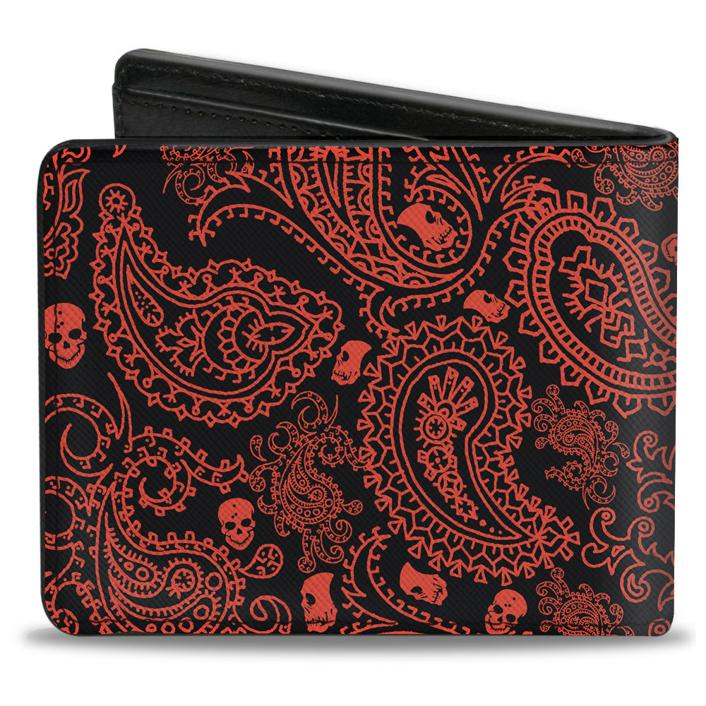 Bi-Fold Wallet - Bandana Skulls Black Orange