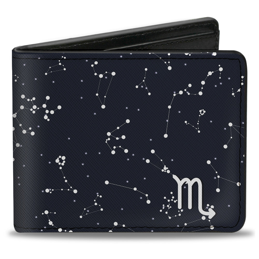 Bi-Fold Wallet - Zodiac Scorpio Symbol Constellations Black White