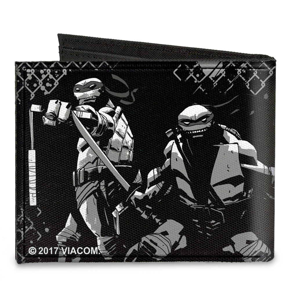 Canvas Bi-Fold Wallet - Ninja Turtles Street Group Pose17 Black Grays