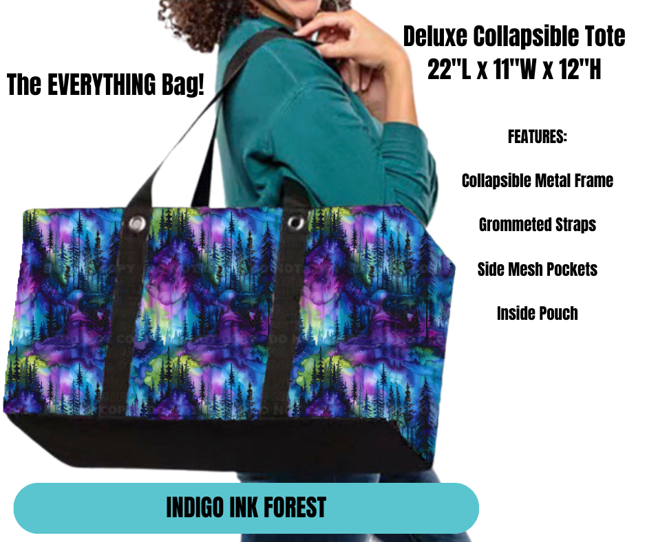 Preorder! Closes 11/18. ETA Feb. Indigo Ink Forest Collapsible Tote